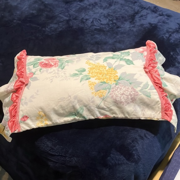 Vintage Handmade Floral and Ruffled Small Pillow W/ Removable Cover - Picture 3 of 12